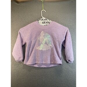 DISNEY SPIRIT JERSEY Womens Sz L Lavender THE LITTLE MERMAID Sherpa Pullover Top